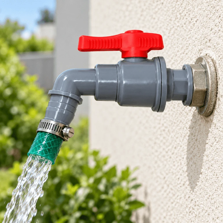 360° Rotating Plastic Bibcock With Hose Barb Outlet high quality